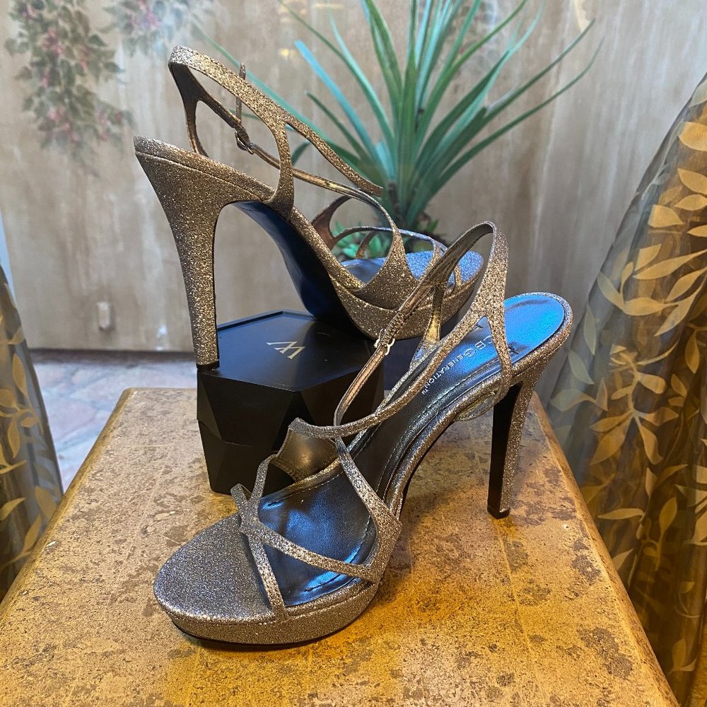 Bcbgeneration Silver Glitter Thin Strappy Heels - image 2